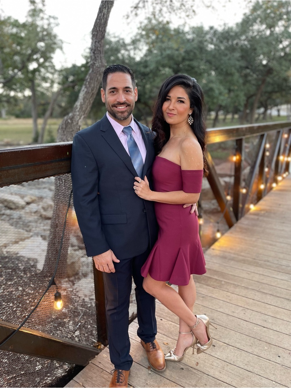 Off-Shoulder Berry Fit & Flare Dress